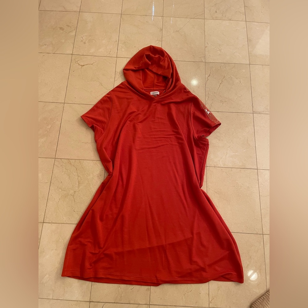 Red Calvin Klein Hoodie Dress
